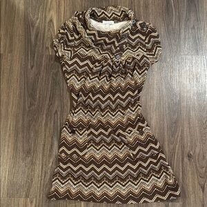 Speechless Brown Tan Gray Tunic Mini Dress Top